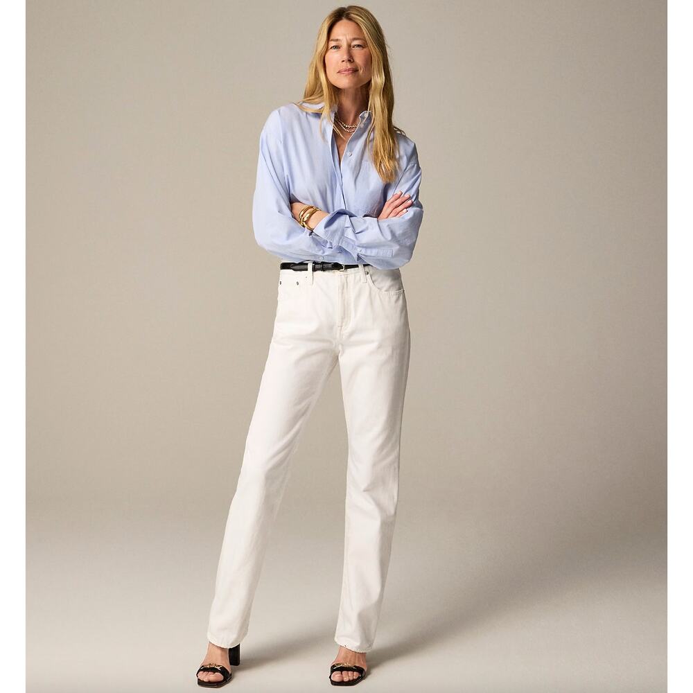 J.Crew Mid Rise Straight Jean 1984 Rigid White Denim Womens Relaxed US 26 NWT